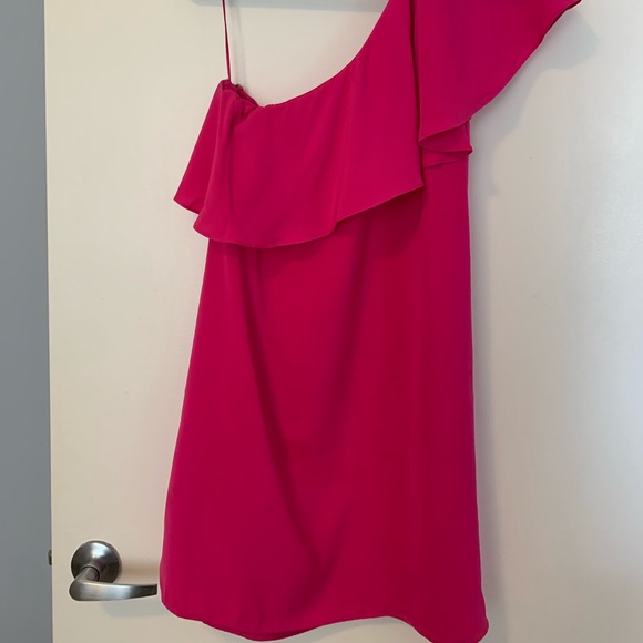 Magenta one shoulder dress - Picture 1 of 4